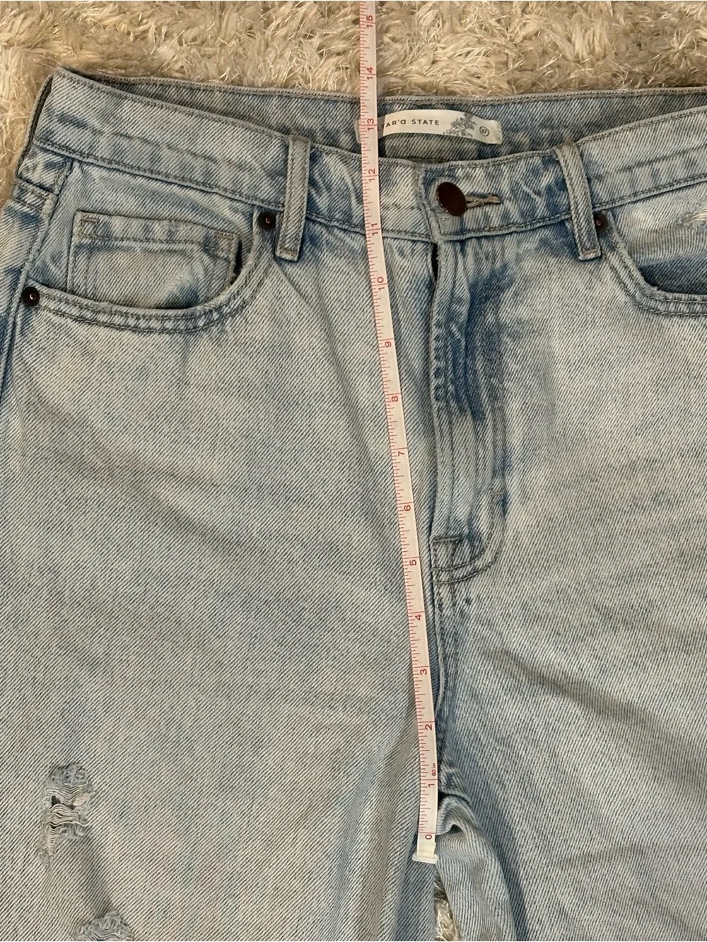 Altar'd State Light Blue Distressed Wide Leg Jeans 100% Cotton - Size 27